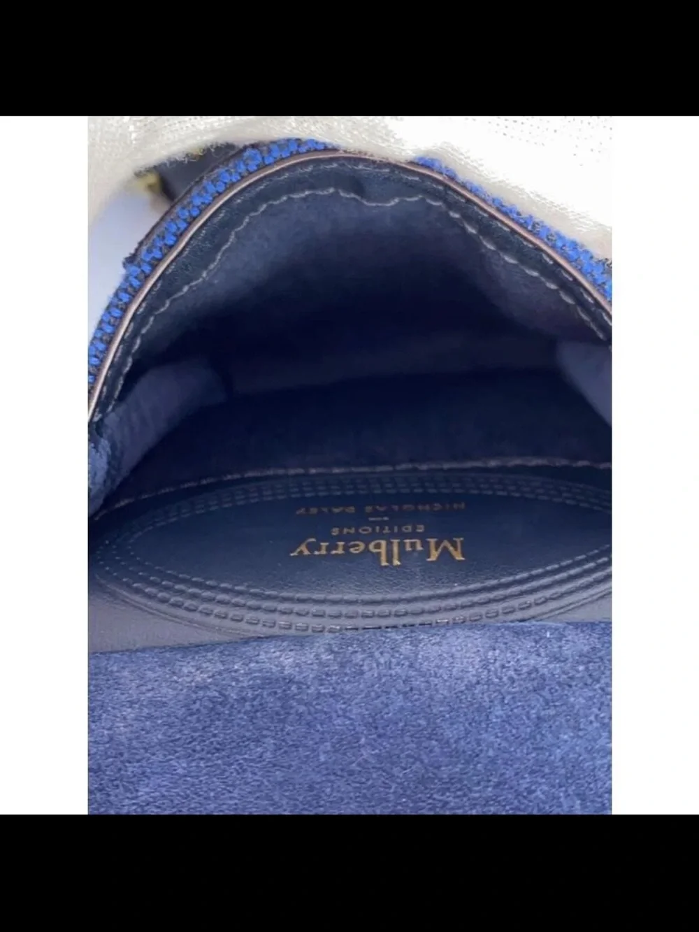 Mulberry Blue Canvas and Leather Crossbody Pouch